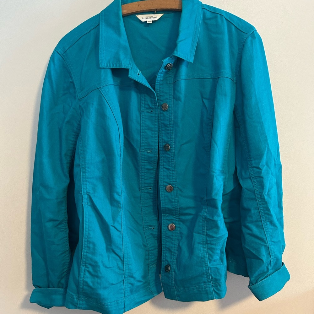 Northern Reflections Xxl Teal blue button up denim Jean Jacket